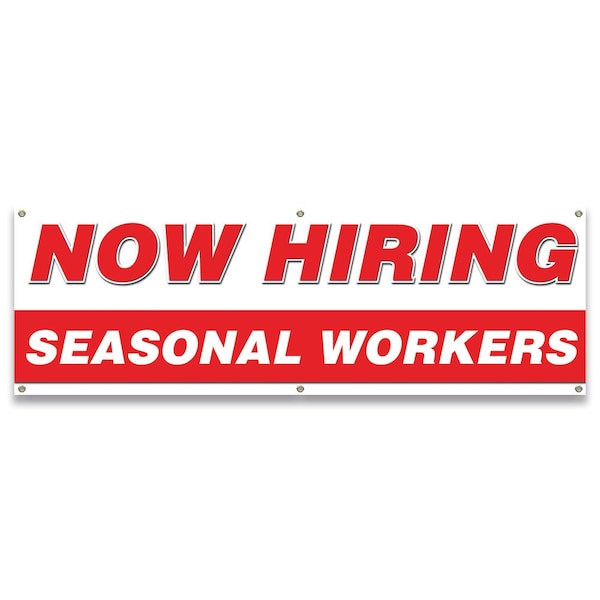 Now Hiring Seasonal Workers Banner Apply Inside Accepting Application Single Sided